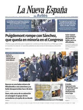 Cover of La Nueva España (Avilés)