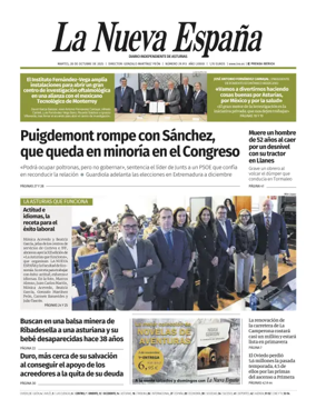 Cover of La Nueva España (Occidente)