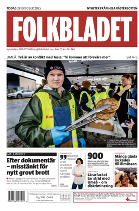 Cover of Folkbladet Västerbotten