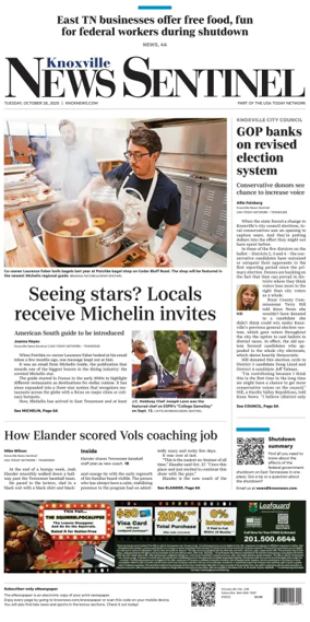 Cover of Knoxville News Sentinel