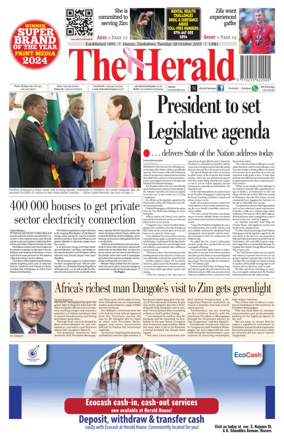 Cover of The Herald (Zimbabwe)