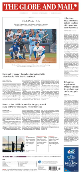 Cover of The Globe and Mail Metro (Ontario Edition)