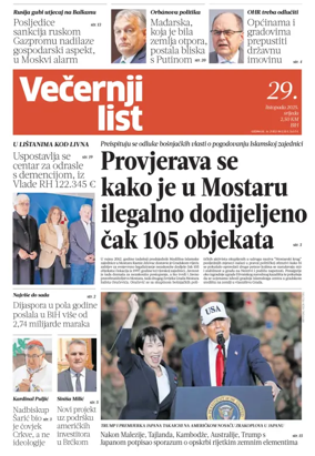 Cover of Večernji list BiH