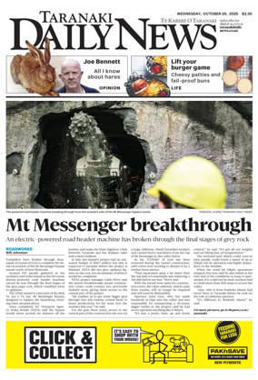 Cover of Taranaki Daily News