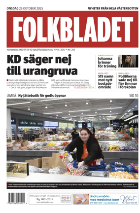 Cover of Folkbladet Västerbotten