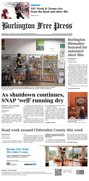 Cover of Burlington Free Press