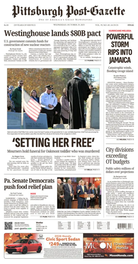 Cover of Pittsburgh Post-Gazette