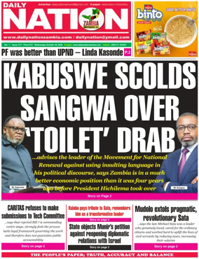 Cover of Daily Nation Newspaper