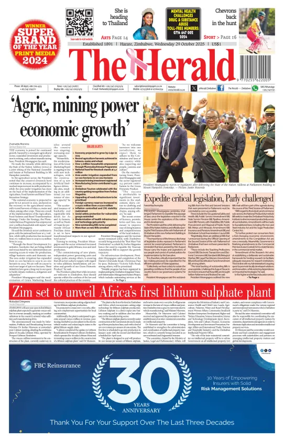 Cover of The Herald (Zimbabwe)