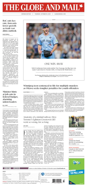 Cover of The Globe and Mail Metro (Ontario Edition)