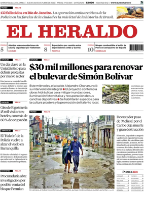 Cover of El Heraldo (Colombia)