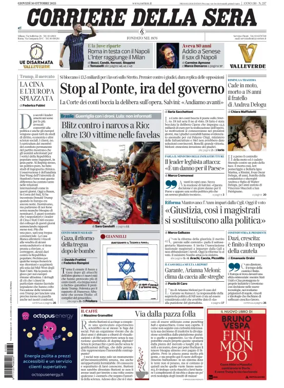 Cover of Corriere della Sera 