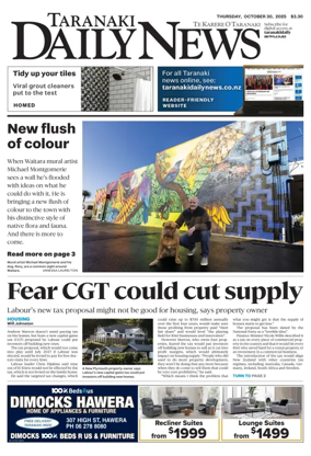 Cover of Taranaki Daily News