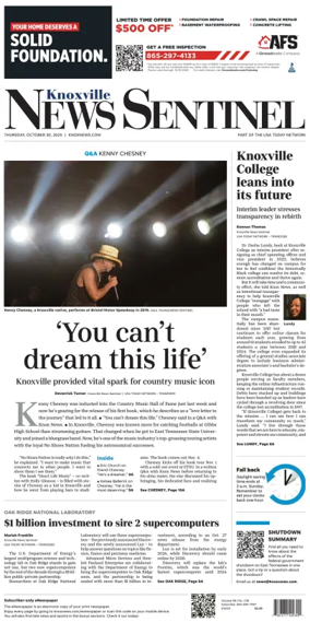 Cover of Knoxville News Sentinel