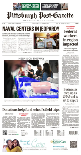 Cover of Pittsburgh Post-Gazette