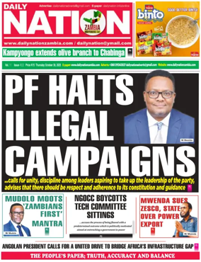 Cover of Daily Nation Newspaper