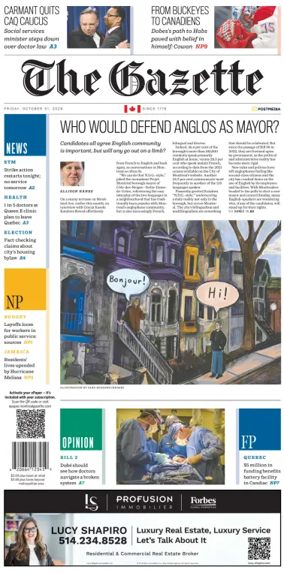 Cover of Montreal Gazette