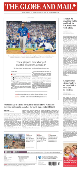 Cover of The Globe and Mail (Prairie Edition)