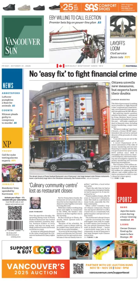 Cover of Vancouver Sun