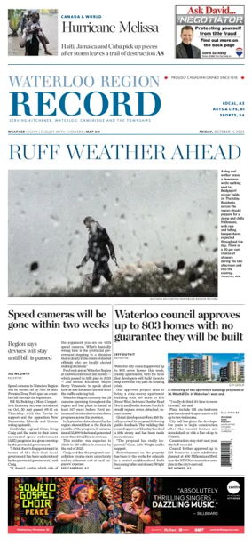 Cover of Waterloo Region Record