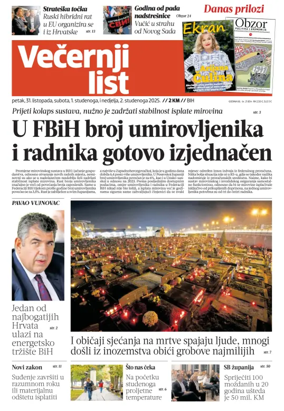 Cover of Večernji list BiH