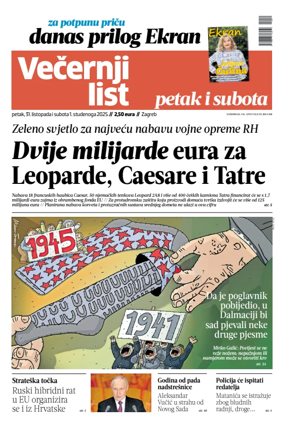 Cover of Večernji list - Zagreb