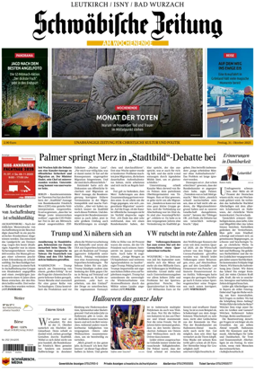 Cover of Schwaebische Zeitung (Leutkirch / Isny / Bad Wurzach)