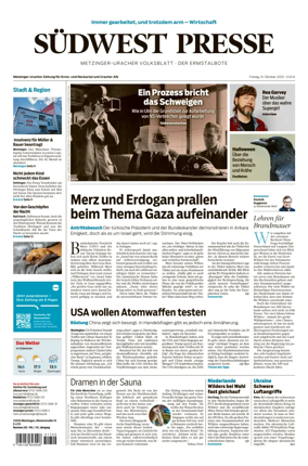 Cover of Südwest Presse (Metzinger Uracher Volksblatt / Der Ermstalbote)