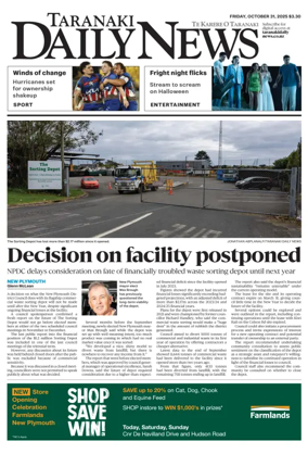 Cover of Taranaki Daily News