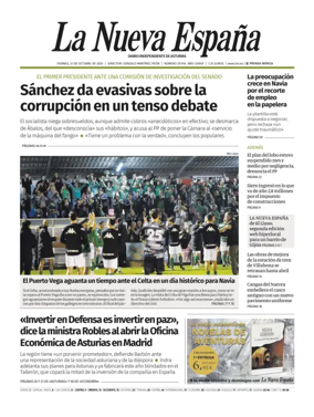 Cover of La Nueva España (Occidente)