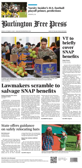 Cover of Burlington Free Press