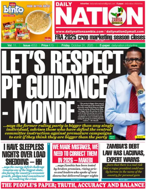 Cover of Daily Nation Newspaper