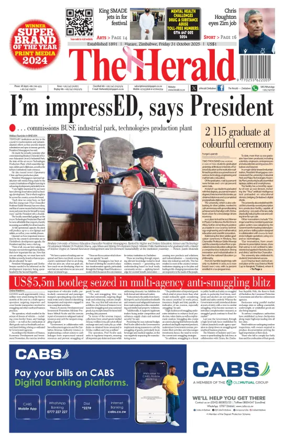 Cover of The Herald (Zimbabwe)