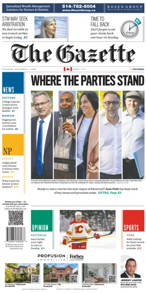 Cover of Montreal Gazette