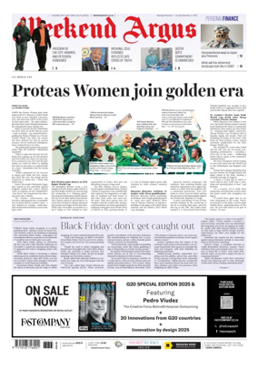 Cover of Weekend Argus (Saturday Edition)