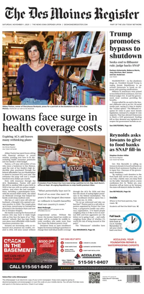 Cover of The Des Moines Register