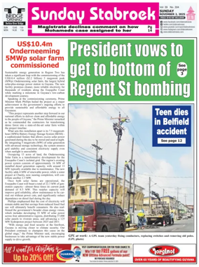 Cover of Stabroek News Sunday