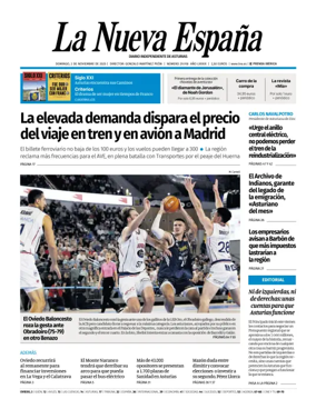 Cover of La Nueva España (Oviedo)