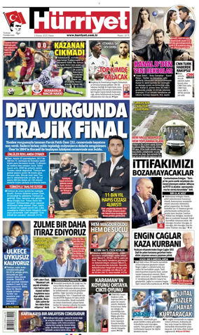 Cover of Hurriyet Print Edition