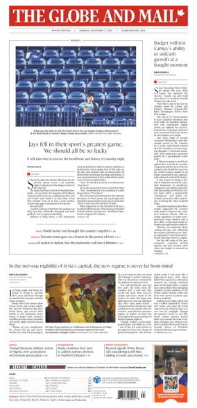 Cover of The Globe and Mail (Prairie Edition)
