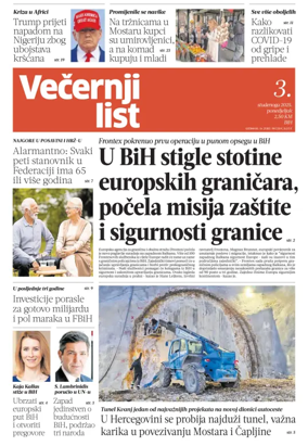 Cover of Večernji list BiH
