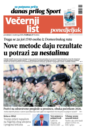 Cover of Vecernji list - Hrvatska