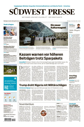 Cover of Südwest Presse (Metzinger Uracher Volksblatt / Der Ermstalbote)