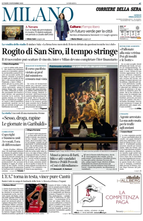 Cover of Corriere della Sera (Milano)