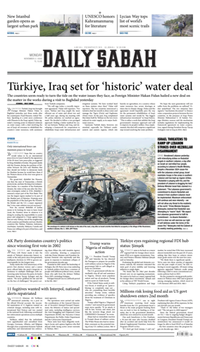 Cover of Daily Sabah (Turkey)