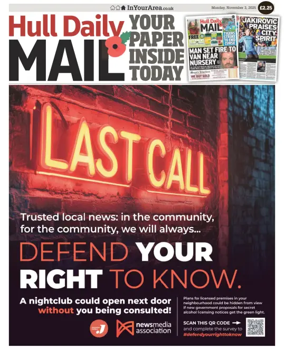 Cover of Hull Daily Mail