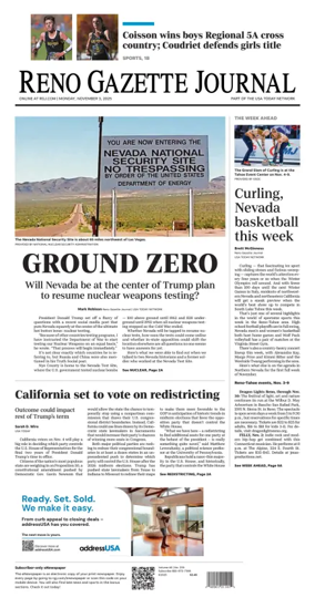 Cover of Reno Gazette Journal
