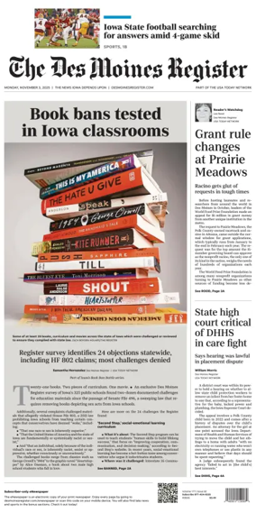 Cover of The Des Moines Register