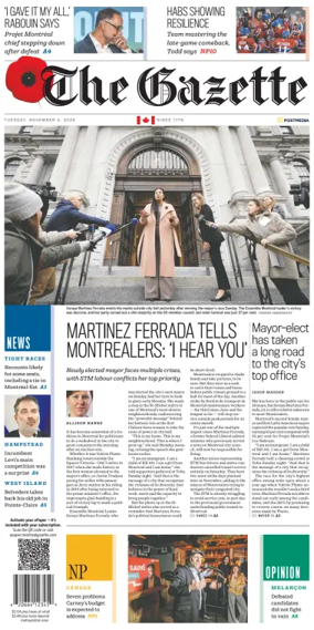 Cover of Montreal Gazette
