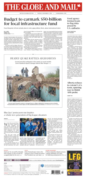 Cover of The Globe and Mail (BC Edition)